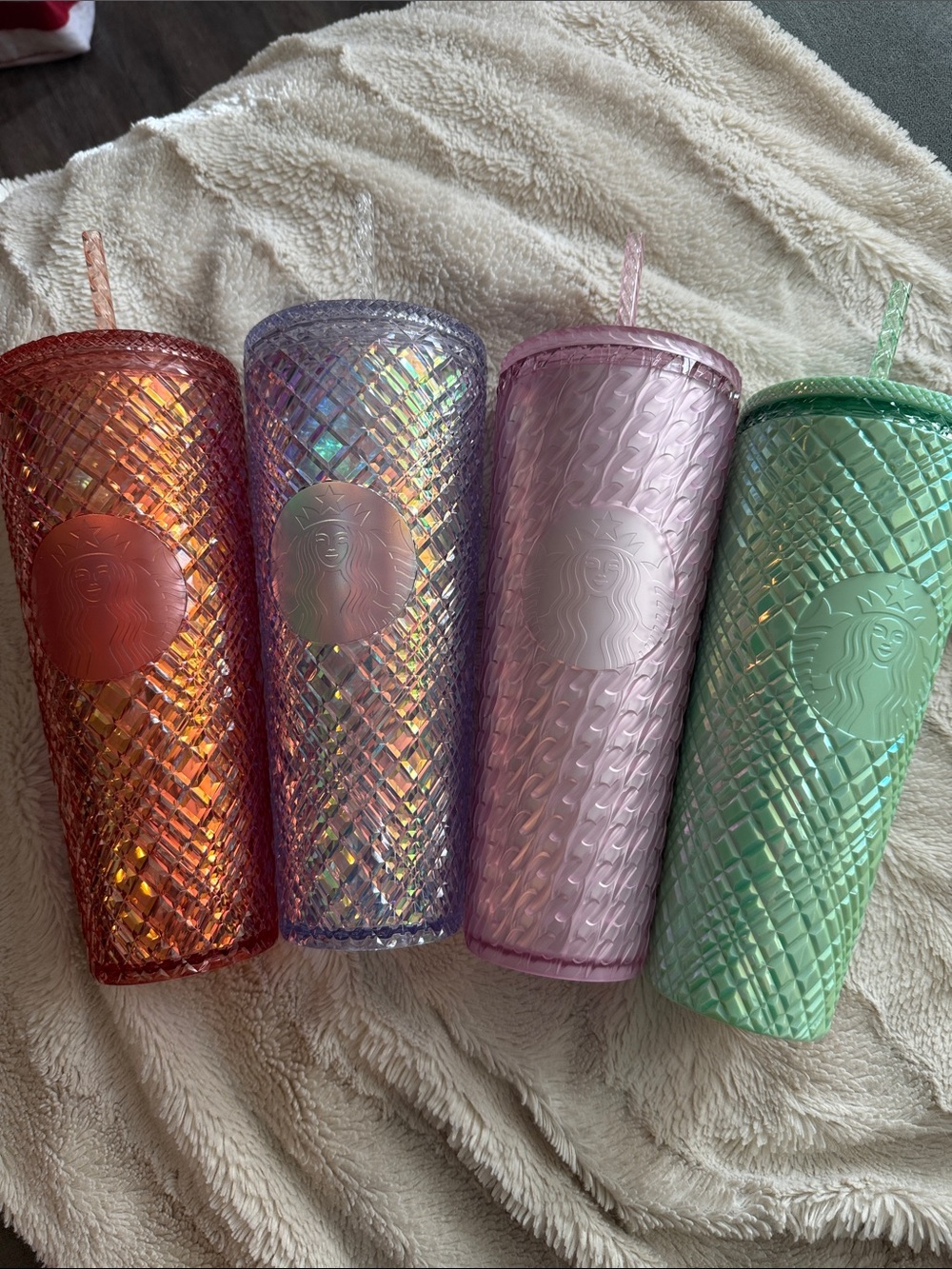 Starbucks Iridescent Tumbler Bundle - Red-Orange, Diamond, Pink, Mint -NWT
